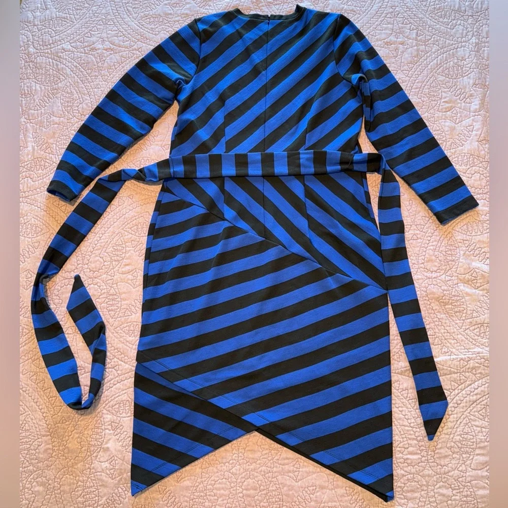 Eloquii Blue and Black Striped Long Sleeve Dress - Picture 9 of 15